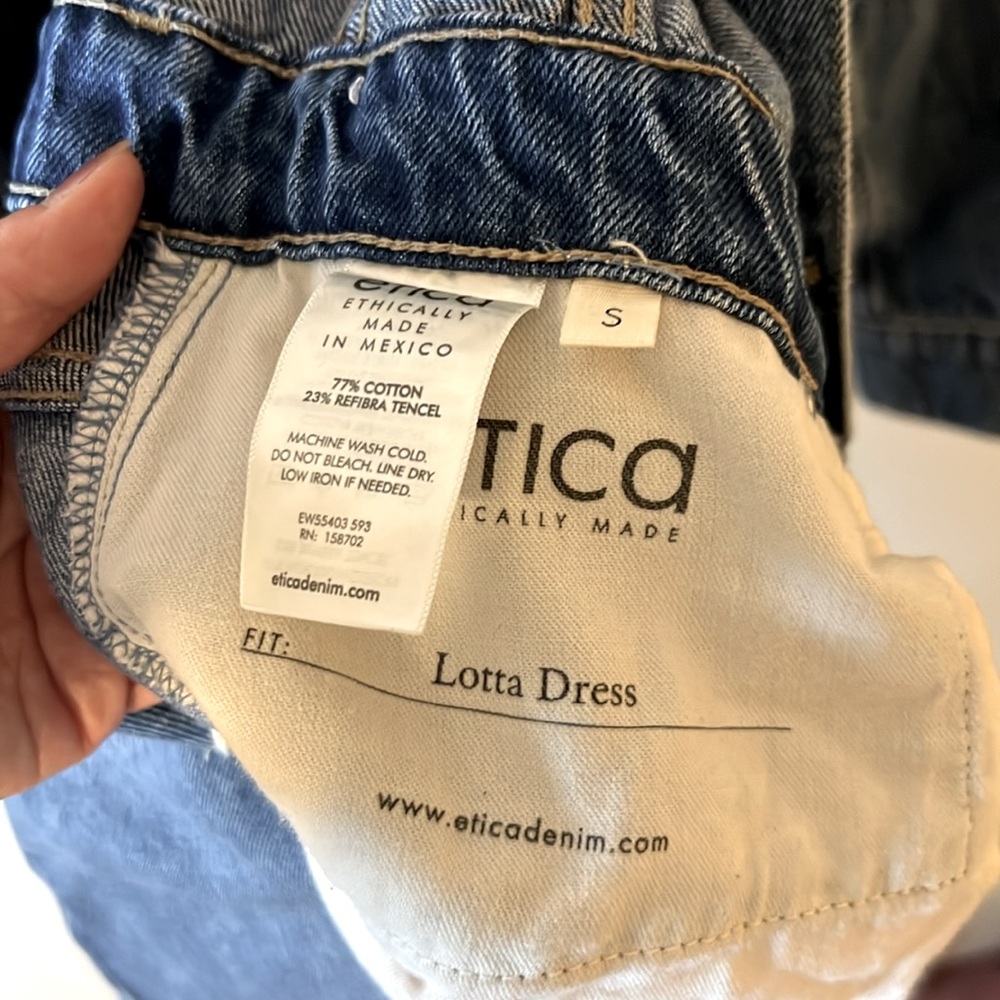 Etica Lotta Denim Dress. New with tags. Size Small dark denim color - Picture 8 of 10